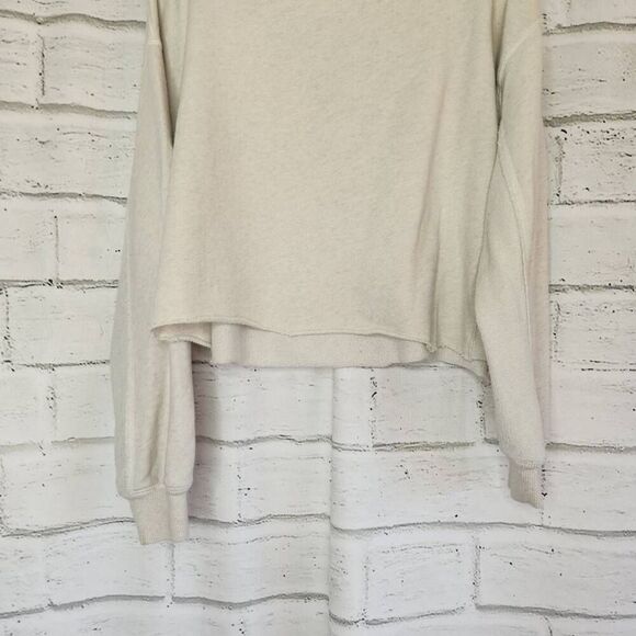 Aerie Womens Cream V-Neck French Terry Crop Long Sleeve Sweatshirt Size Small - Picture 9 of 9